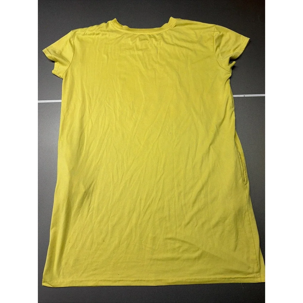 Joyspun Snapdragon Yellow Vacation Vibes Sleep‎ Shirt SideSeam Pockets S-M